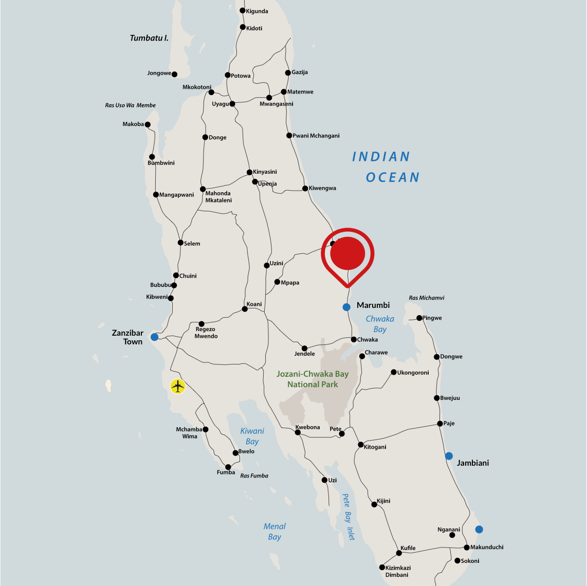Beach Safari - Accommodations - Zanzibar Bay Resort - Map 17