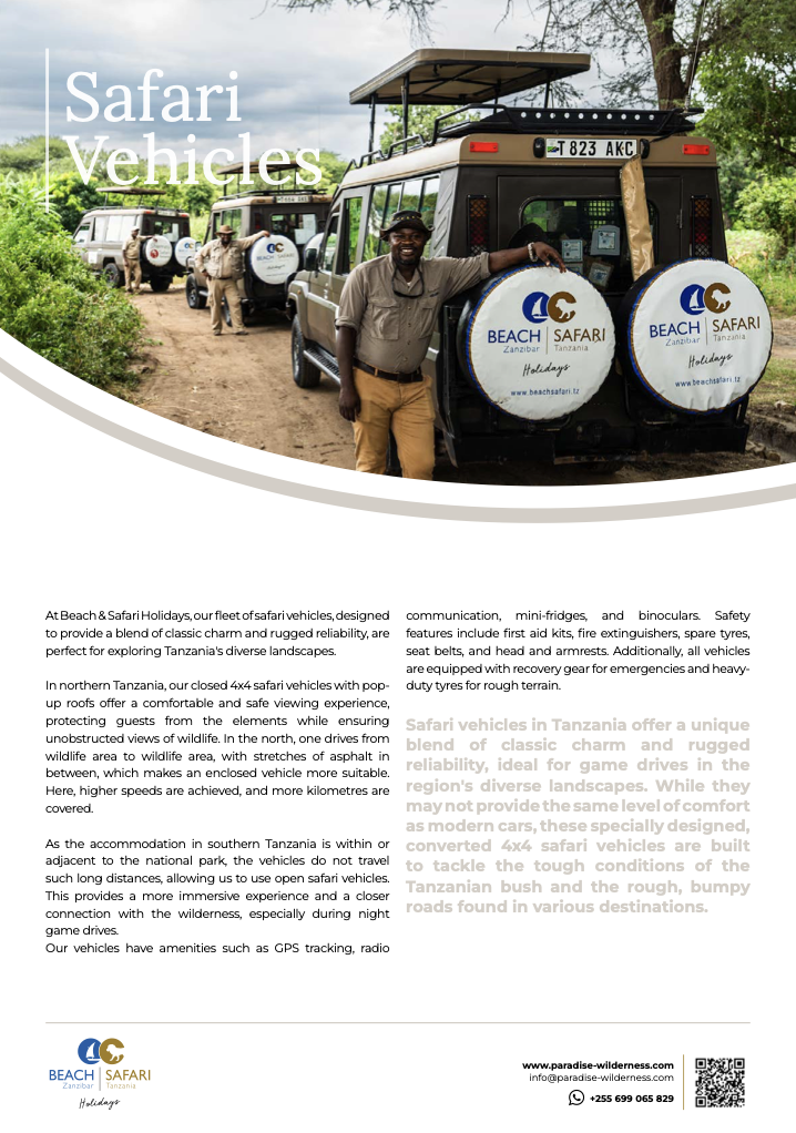 Safari Vehicles Fact sheet