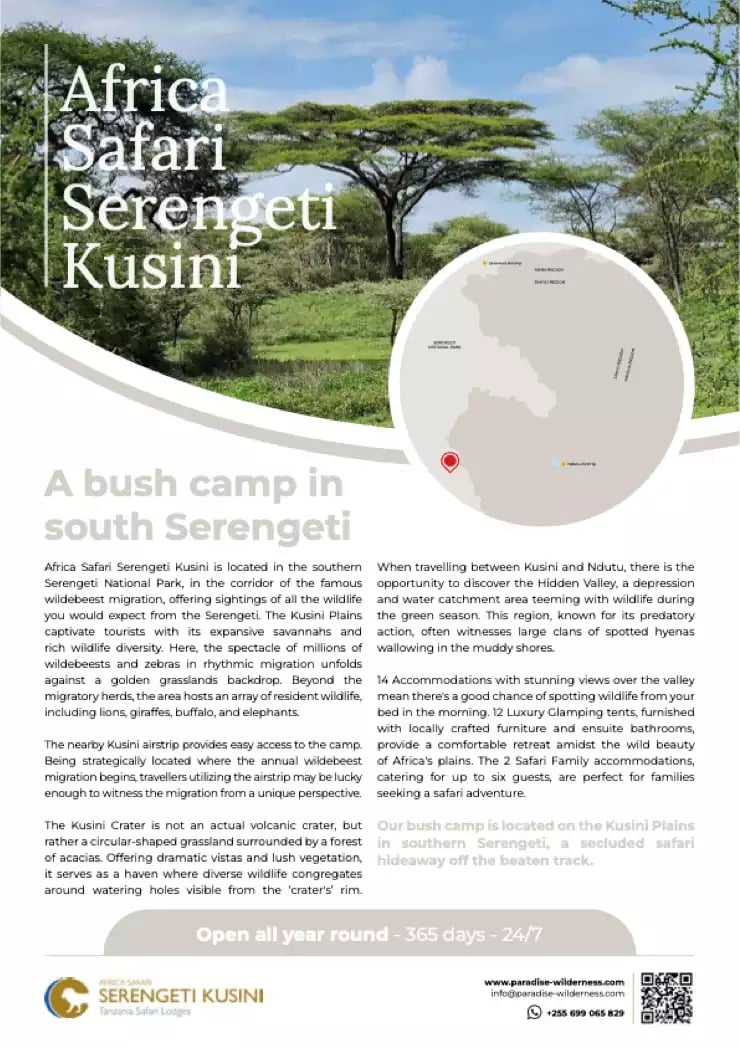 Africa Safari Serengeti Kusini Fact Sheet