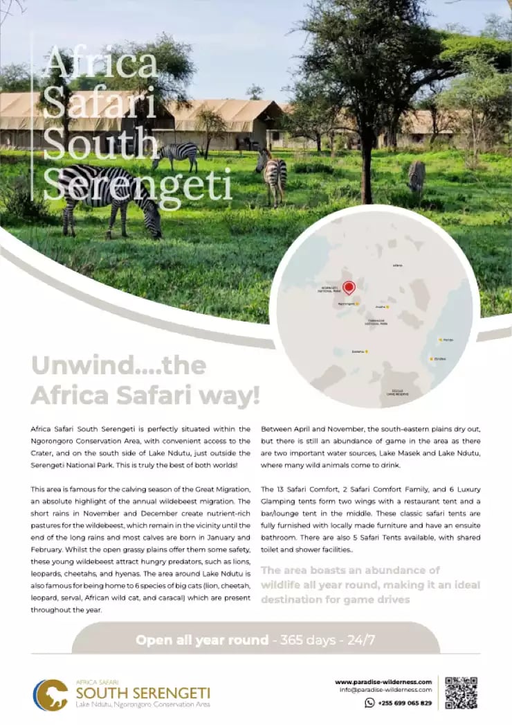 Africa Safari South Serengeti Fact Sheet