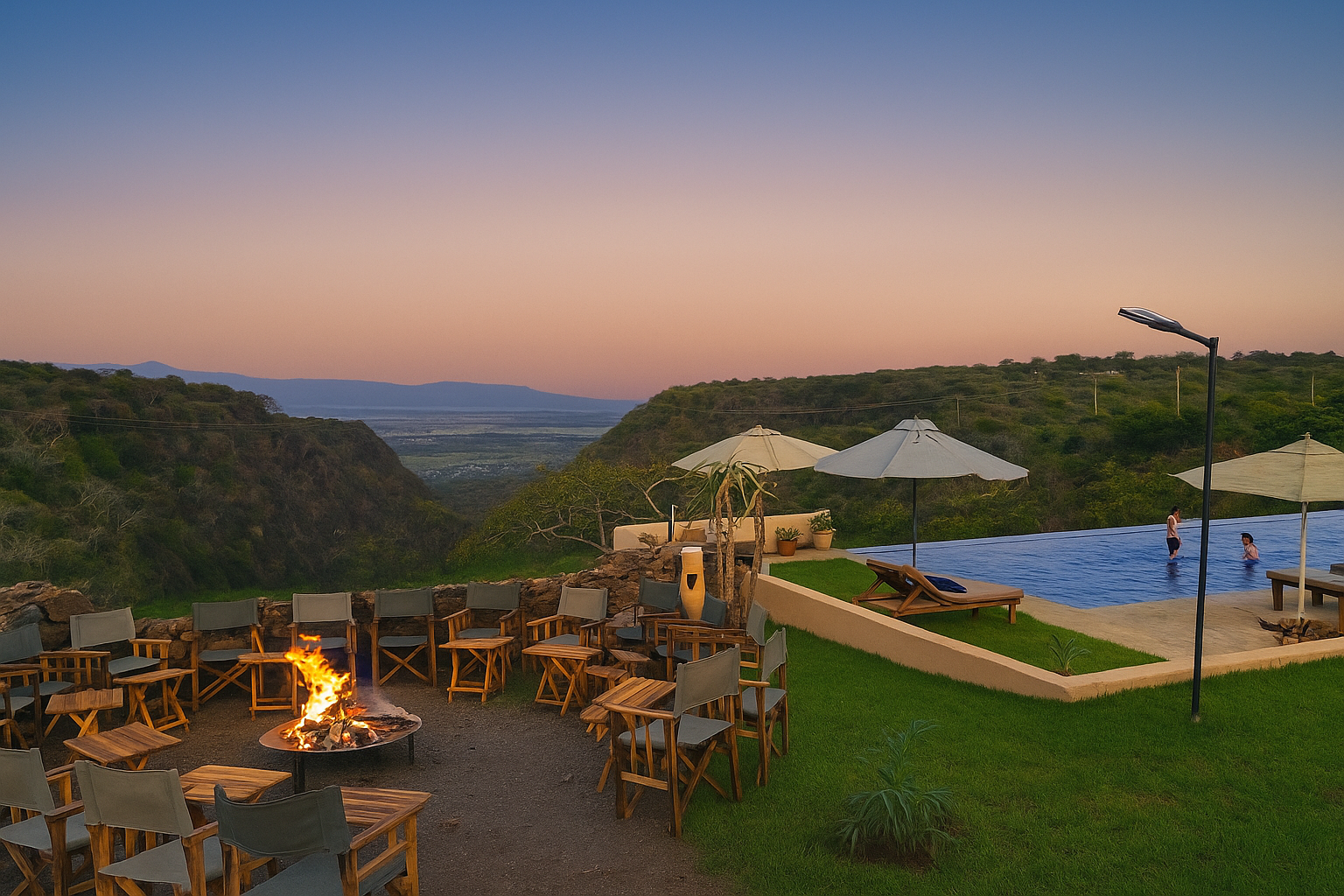 Africa Safari  Manyara Escarpment | Pool and Boma View 2