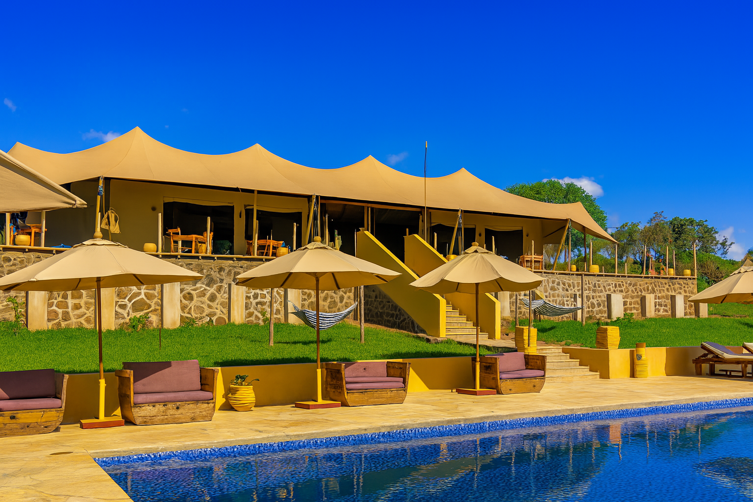 Africa Safari  Manyara Escarpment | Pool and Restaurant View