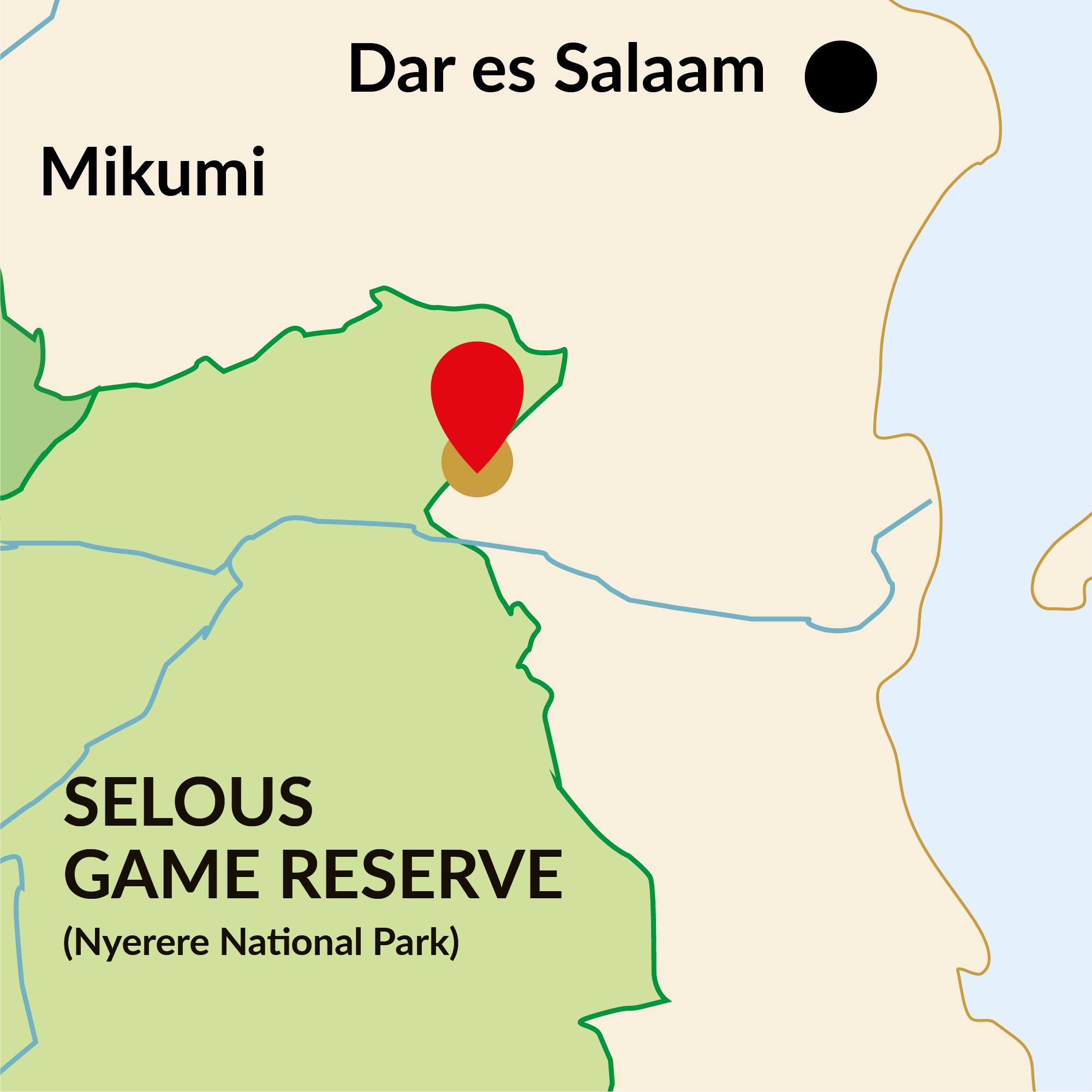 Africa Safari Selous Map_Square